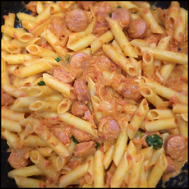 Pasta with Sausages in Rosé Sauce